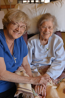 Direct Care Assistance helps support the day-to-day needs of senior religious. Above, from left: Sister Deana Walker, OSU, and Sister Wilma Whittman, OSU.